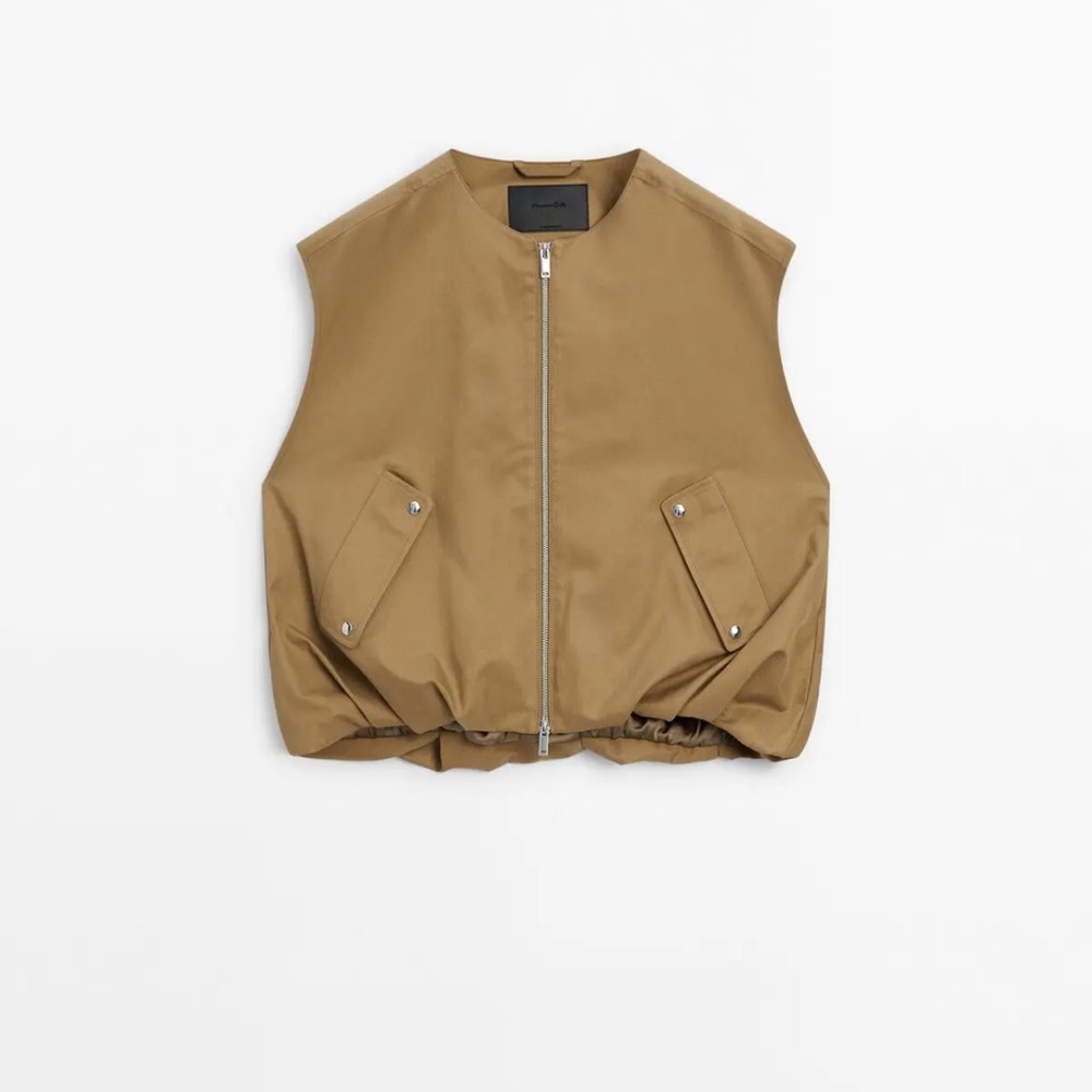 Massimo Dutti Tan Sleeveless Zip Vest NWOT